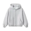 American Retro Fleece-Lined Thickened Hasson Stitch Hooded Sweatshirt Jacket #L915
