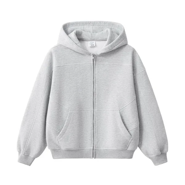 American Retro Fleece-Lined Thickened Hasson Stitch Hooded Sweatshirt Jacket #L915