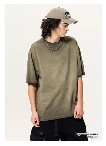 Washed American-Style 100% Cotton Short-Sleeve T-Shirt  #SS301