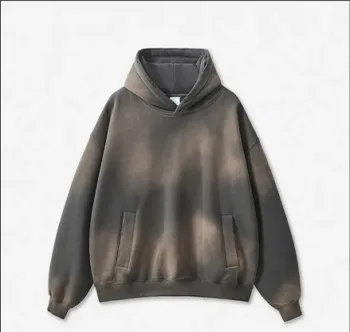Washed Spray-Painted Monkey Thick Fleece Hoodie  #M8308