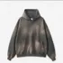 Washed Spray-Painted Monkey Thick Fleece Hoodie  #M8308