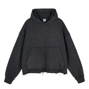 Washed 420G Loopback Pure Cotton Raw-Edge American-Style FOG Hoodie  #M8318