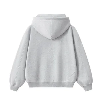 American Retro Fleece-Lined Thickened Hasson Stitch Hooded Sweatshirt Jacket #L915