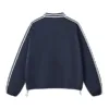 Color-Block Collegiate Style Striped and Solid Stand Collar Sweatshirt  #Y6308