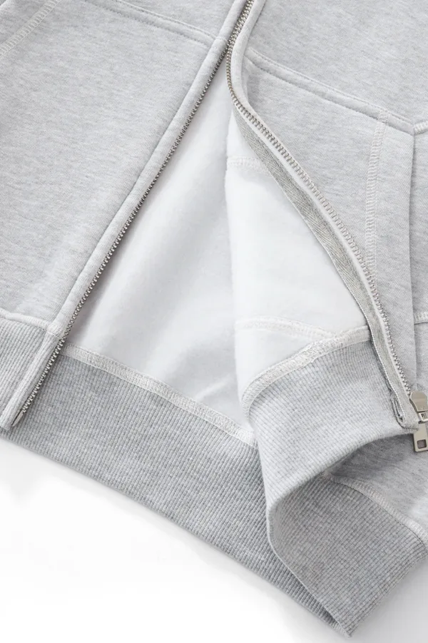 American Retro Fleece-Lined Thickened Hasson Stitch Hooded Sweatshirt Jacket #L915