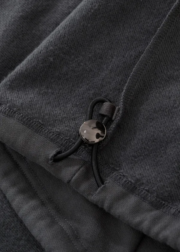 Boxy Short Wide Moiré Twill Hoodie with Adjustable Drawstring Hem, American-Style FOG Men’s Sweatshirt  #M8321