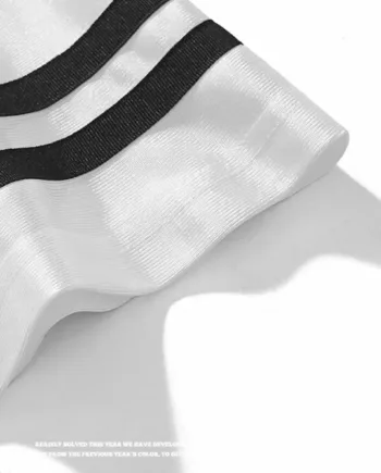 V-Neck Retro Hollow-Out Short Sleeve European-American Style Striped Color-Block T-Shirt  #DX8825