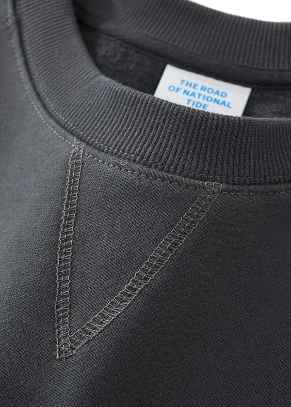 Boxy Deconstructed Raglan Sleeve Crewneck Sweatshirt #Y6317