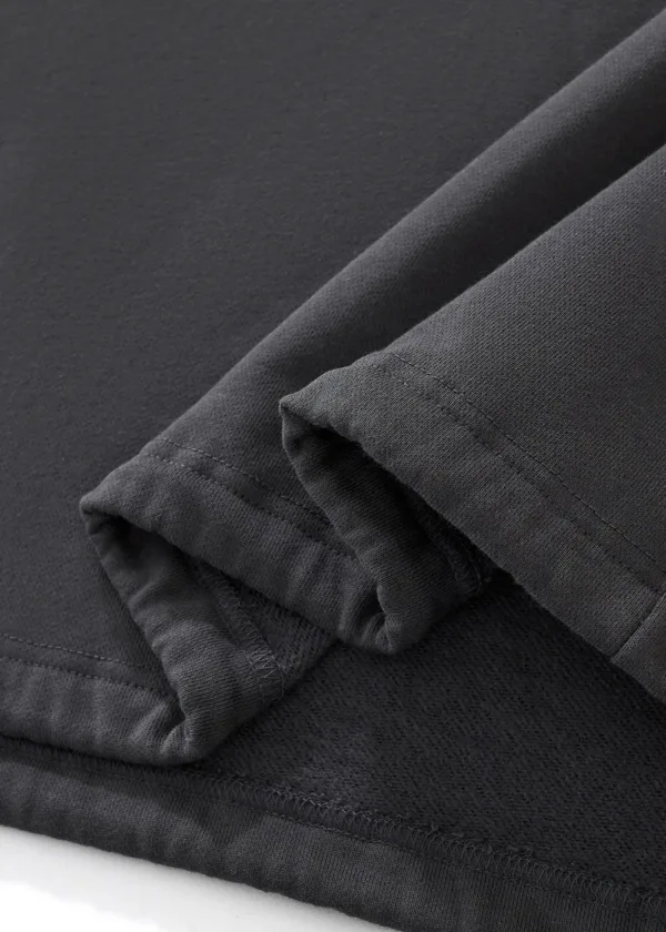 Boxy Short Wide Moiré Twill Hoodie with Adjustable Drawstring Hem, American-Style FOG Men’s Sweatshirt  #M8321