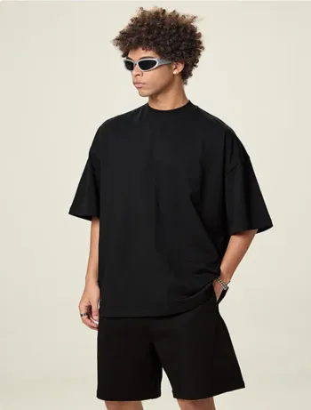 Heavyweight Pure Cotton Mock Neck Short-Sleeve T-Shirt in FOG Earth Tone Series  #DX8809