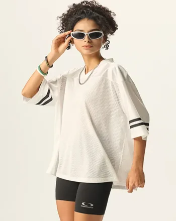 V-Neck Retro Hollow-Out Short Sleeve European-American Style Striped Color-Block T-Shirt  #DX8825