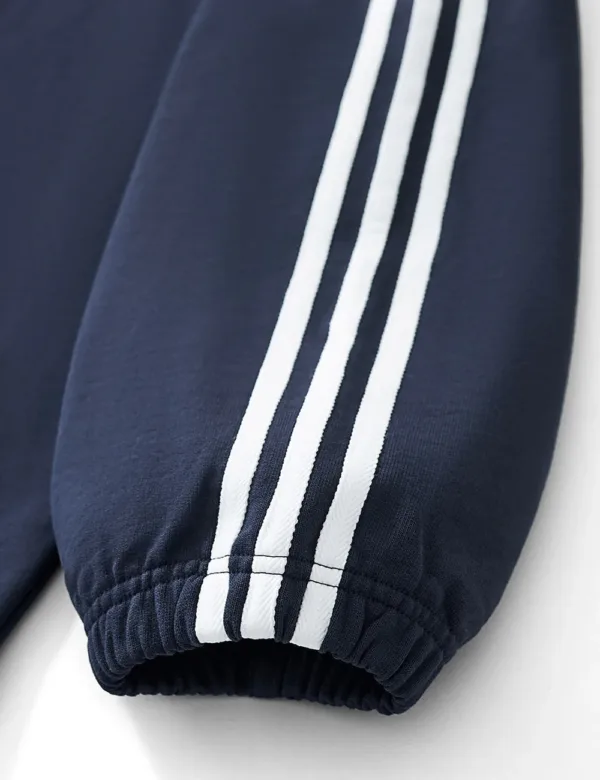 Color-Block Collegiate Style Striped and Solid Stand Collar Sweatshirt  #Y6308