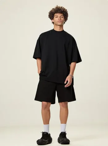 Heavyweight Pure Cotton Mock Neck Short-Sleeve T-Shirt in FOG Earth Tone Series  #DX8809