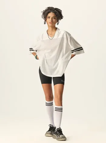 V-Neck Retro Hollow-Out Short Sleeve European-American Style Striped Color-Block T-Shirt  #DX8825