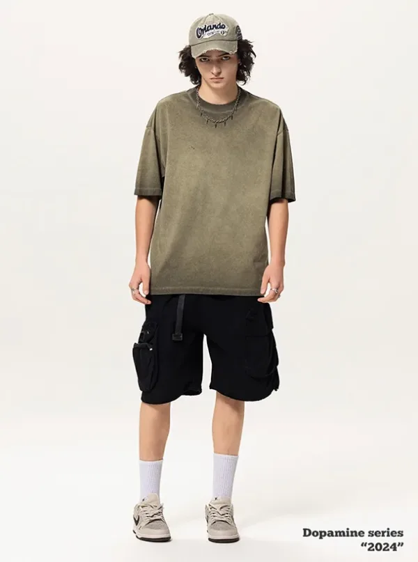Washed American-Style 100% Cotton Short-Sleeve T-Shirt  #SS301