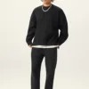 Side-Slit Layered Fleece-Lined Thickened Crewneck Sweatshirt #Y6302