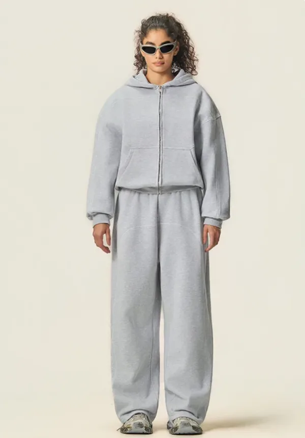 American Retro Fleece-Lined Thickened Hasson Stitch Hooded Sweatshirt Jacket #L915