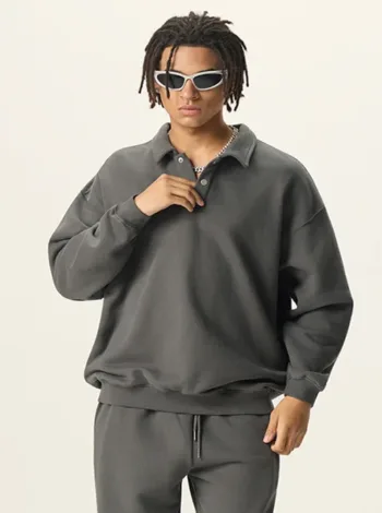 Clean Fit Collegiate Style Heavyweight Collared Polo Sweatshirt  # Y6303