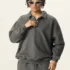 Clean Fit Collegiate Style Heavyweight Collared Polo Sweatshirt  # Y6303