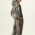 Washed Spray-Painted Monkey Thick Fleece Hoodie  #M8308