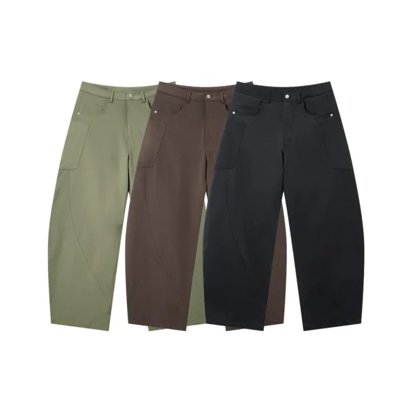 C-S26010 Multi-Pocket Wide-Leg Woven Cargo Trousers