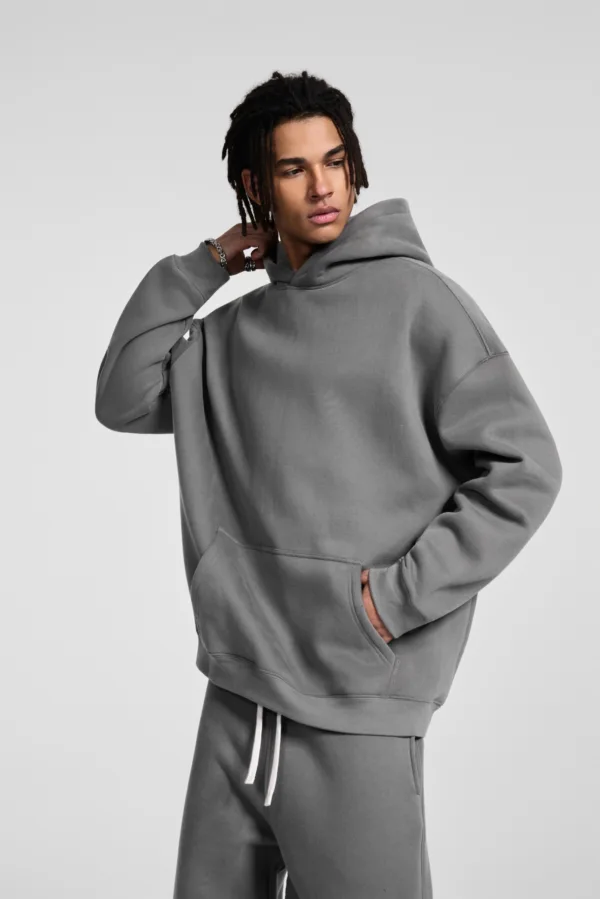 C-HL23807 Fleece-Lined Thickened Loose-Fit Hooded Sweatshirt