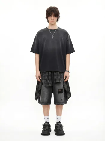 C-K1160 Washed Shoulder Distressed 305GSM T-Shirt