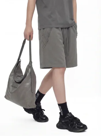 C-S26008 Vintage Washed Striped Sports Shorts