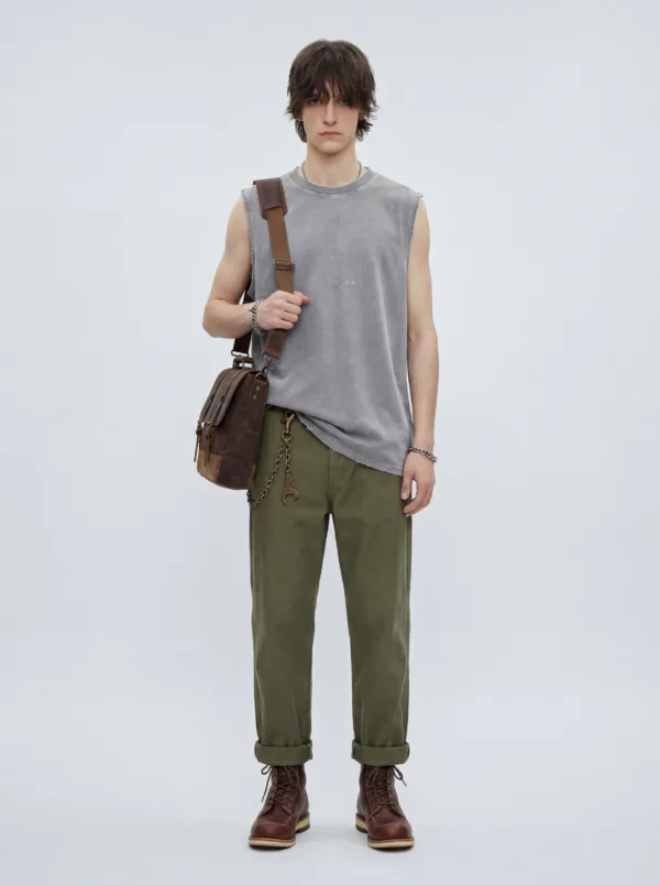 C-HL2424 Distressed Batik Raw Edge Tank Top