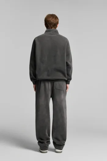 C-265 Fleece Lined Monkey Wash Half-Zip Stand-Up Collar Sweatshirt