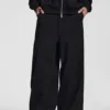 C-90989 Raw Hem Tape Spliced Loose Straight Casual Trousers