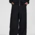 C-90989 Raw Hem Tape Spliced Loose Straight Casual Trousers