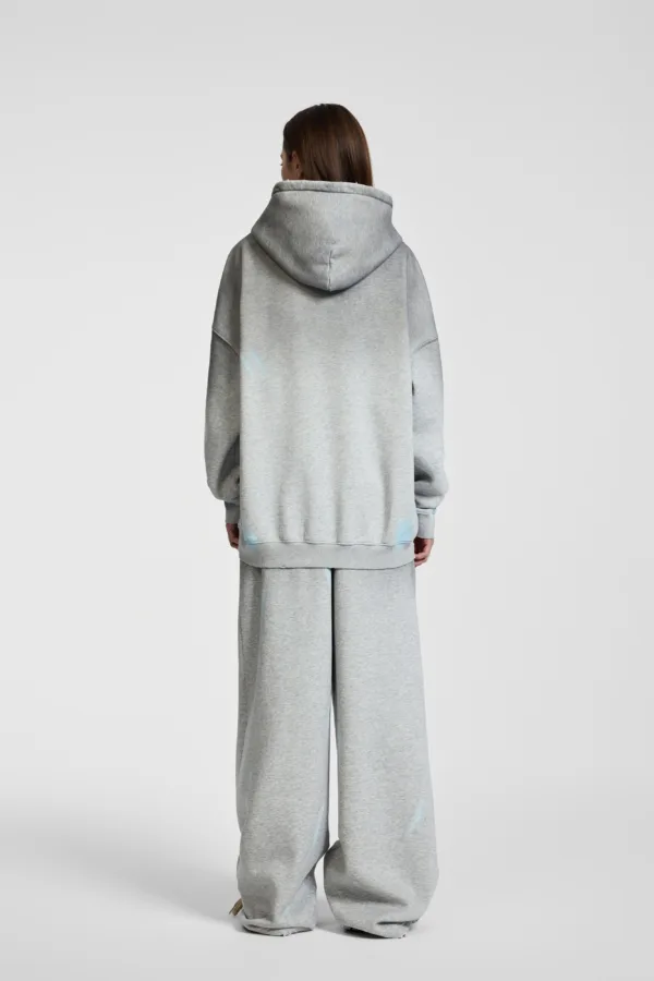 C-25311 Graffiti Splatter Distressed Fleece Hoodie