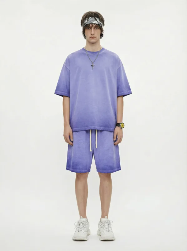 C-HL1237+1238 Heavyweight Washed Vintage Casual Two-Piece Set