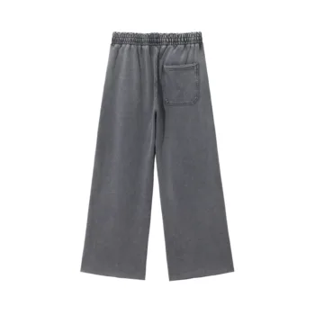 C-1258 High Street Spliced Raw Hem Washed Leisure Pants