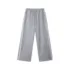 C-90989 Raw Hem Tape Spliced Loose Straight Casual Trousers