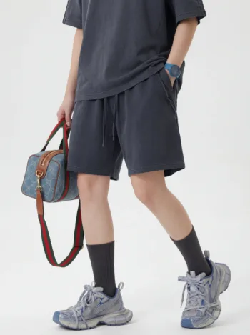C-S26008 Vintage Washed Striped Sports Shorts