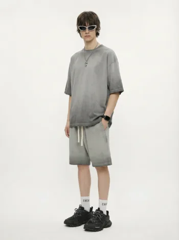 C-HL1237+1238 Heavyweight Washed Vintage Casual Two-Piece Set