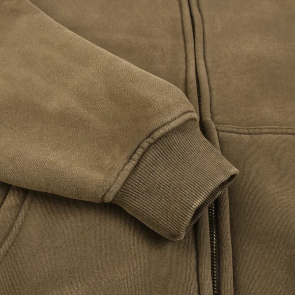 C-HL1216 Batik Washed Vintage Fleece Double-Zip Sweatshirt