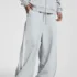 C-90989 Raw Hem Tape Spliced Loose Straight Casual Trousers