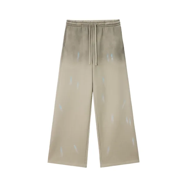 C-26021 Color Spray Washed Distressed Fleece Casual Trousers