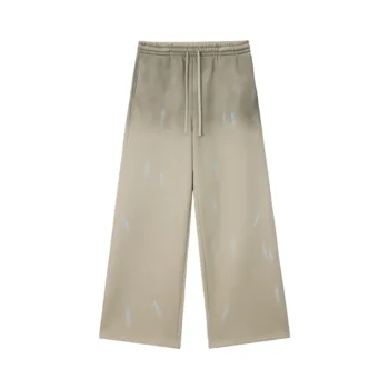C-26021 Color Spray Washed Distressed Fleece Casual Trousers