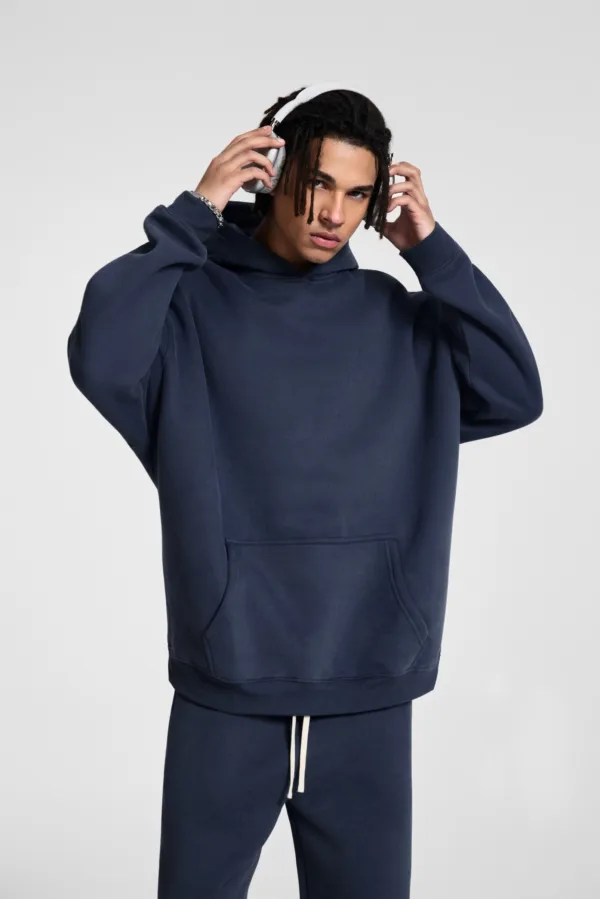 C-HL23807 Fleece-Lined Thickened Loose-Fit Hooded Sweatshirt