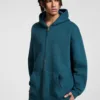C-HL23805 Fleece-Lined Thickened Loose-Fit Zip-Up Hooded Sweatshirt