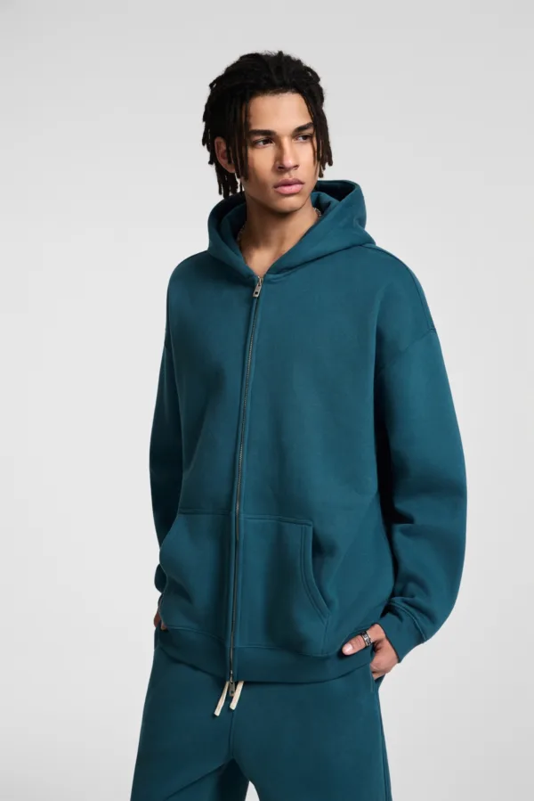 C-HL23805 Fleece-Lined Thickened Loose-Fit Zip-Up Hooded Sweatshirt