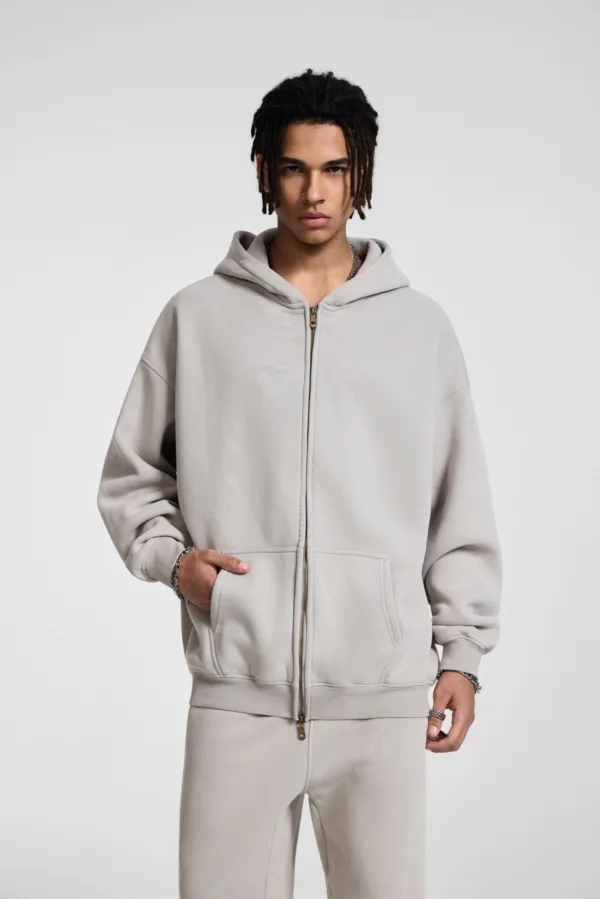 C-HL1216 Batik Washed Vintage Fleece Double-Zip Sweatshirt