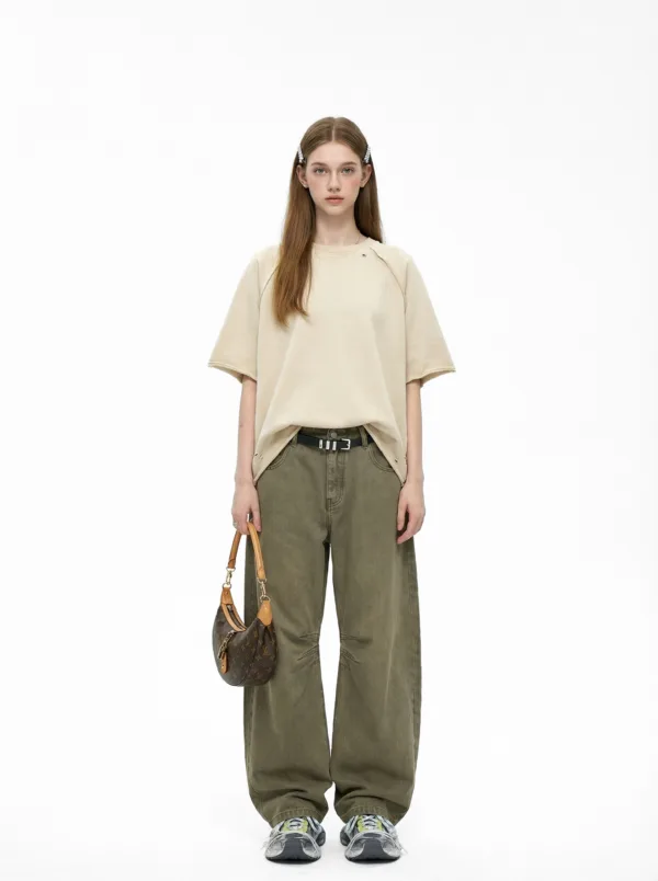 C-HL1243 Batik Raglan Raw Hem T-Shirt