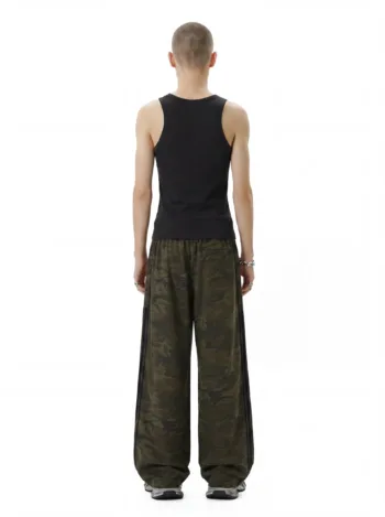C-S26014 Heavyweight Camouflage Patchwork Drawstring Wide-Leg Pants