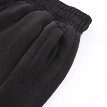 C-1227 + C-1228 Monkey Wash Color-Block Contrast Webbing Fleece Hoodie Two-Piece Set