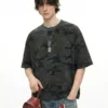 C-S26012 Boxy Vintage Camo Burnout T-Shirt